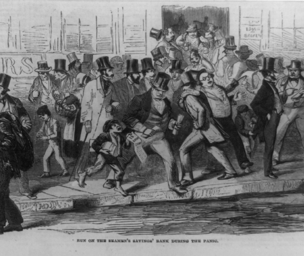 Ausschnitt aus historischer Darstellung „Run on the Seamen’s Savings Bank during the Panic of 1857“